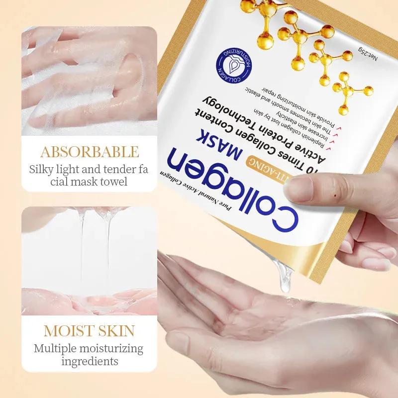 10pcs Collagen Anti Wrinkle Face Mask Moisturizing Anti-aging Repair