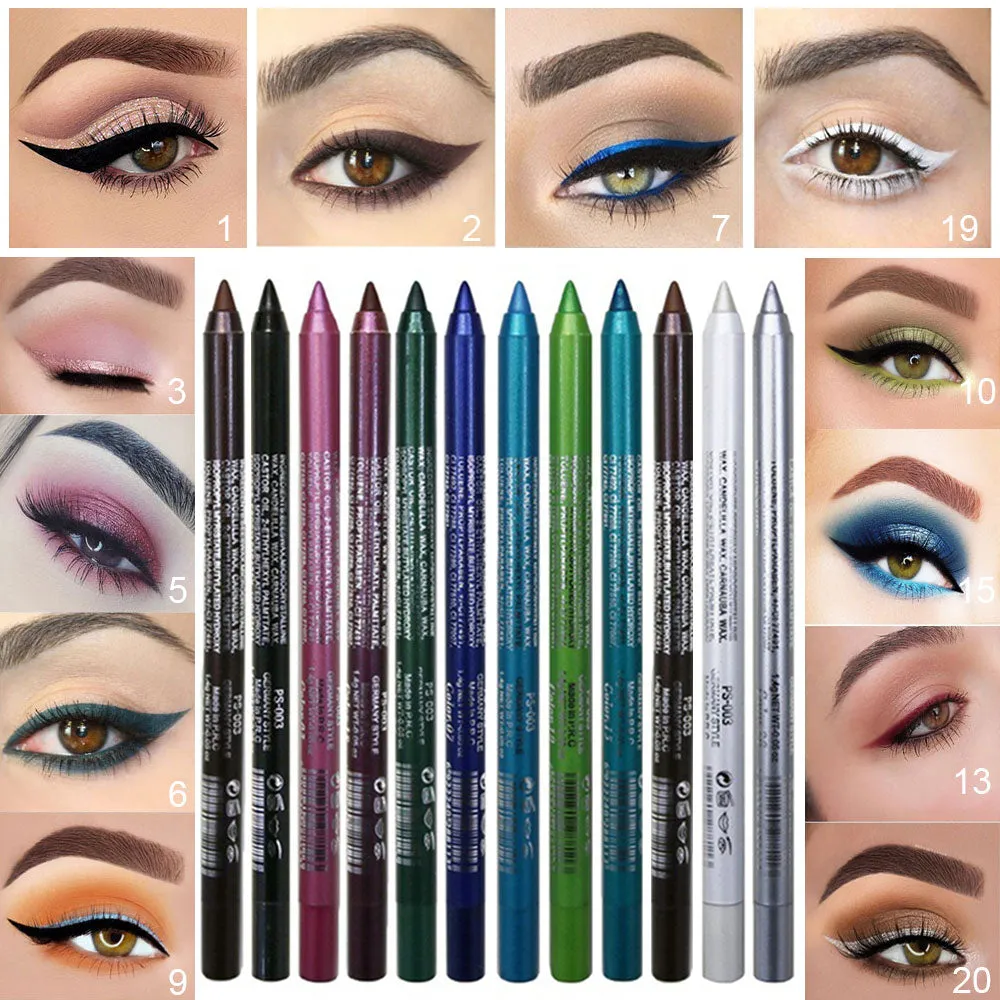 12 Colors Colorful Colored Gel Eyeliner Pencil Pen Set, Eyeliner & Eye Shadow Pencil Set,Pearl Metallic Glitter Blue White Silver Red Black Purple Waterproof Eye Liner Eyeliner Pencils Kit for Women