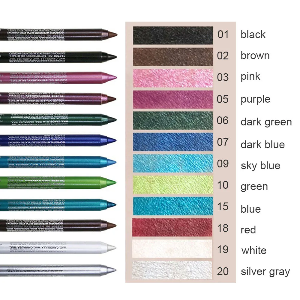 12 Colors Colorful Colored Gel Eyeliner Pencil Pen Set, Eyeliner & Eye Shadow Pencil Set,Pearl Metallic Glitter Blue White Silver Red Black Purple Waterproof Eye Liner Eyeliner Pencils Kit for Women