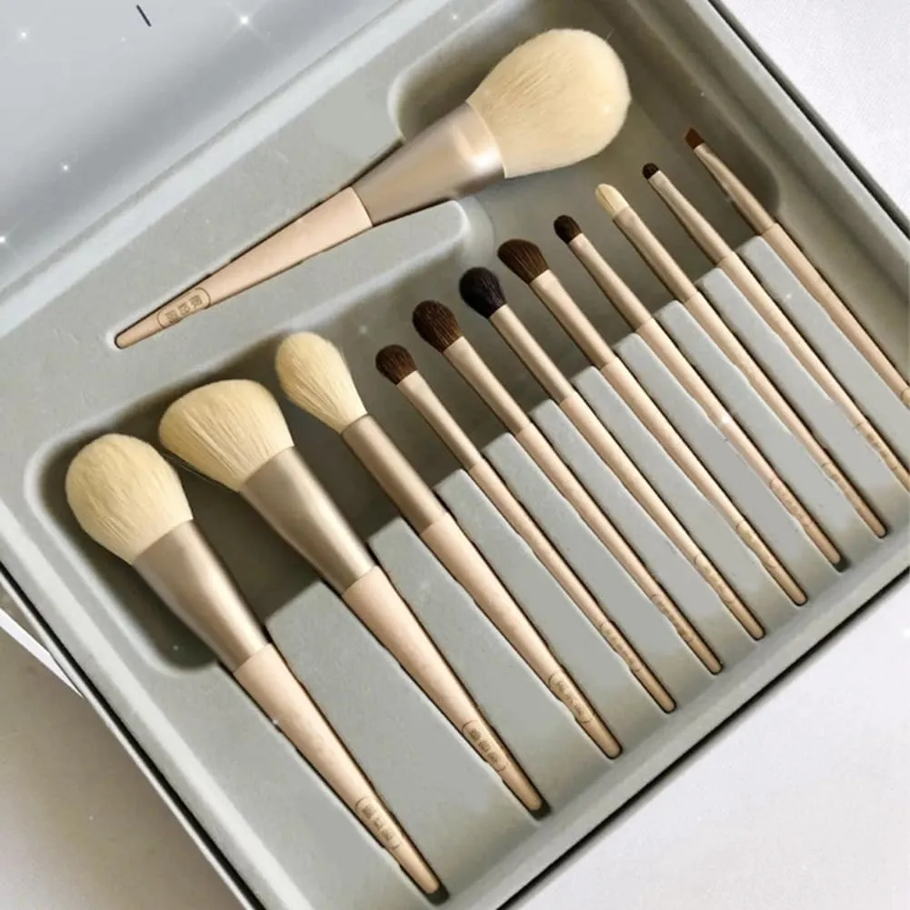 12 Pcs Morandi makeup brush set soft-bristled facial mask brush makeup brush contouring eye shadow loose powder blush concealer brush ? (Multicolor,one size)