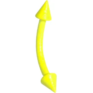 16 Gauge 3/8 Yellow Glow In The Dark Effect Cone Curved Eyebrow Ring