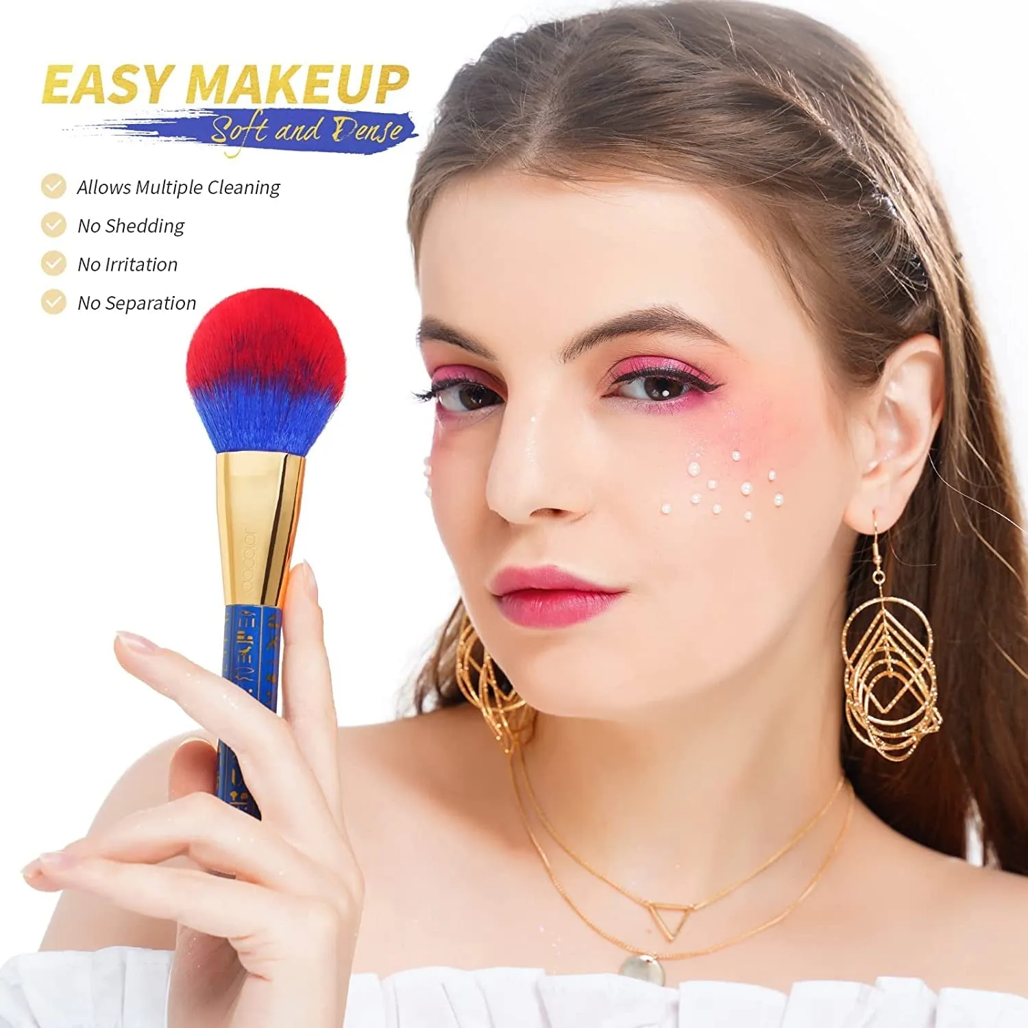 19-Piece Makeup Brush Set – Premium Synthetic Brushes for Powder, Foundation, Contour, Blush, Concealer, Eyeshadow, Blending & Liner, Ancient Egyptian Series