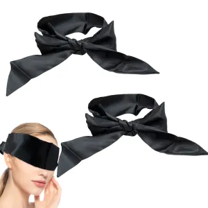 2 pcs Satin Blindfold, 157cm/62inch Soft Eye Mask Band Comfortable Satin Eye Covers Sleep Mask for Sleeping Games(Black)