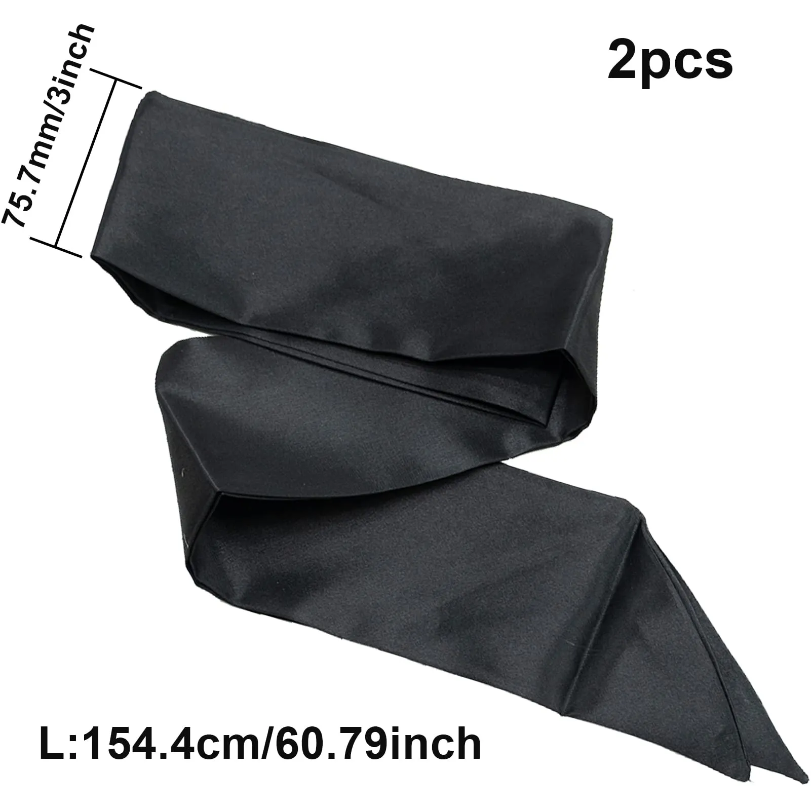 2 pcs Satin Blindfold, 157cm/62inch Soft Eye Mask Band Comfortable Satin Eye Covers Sleep Mask for Sleeping Games(Black)