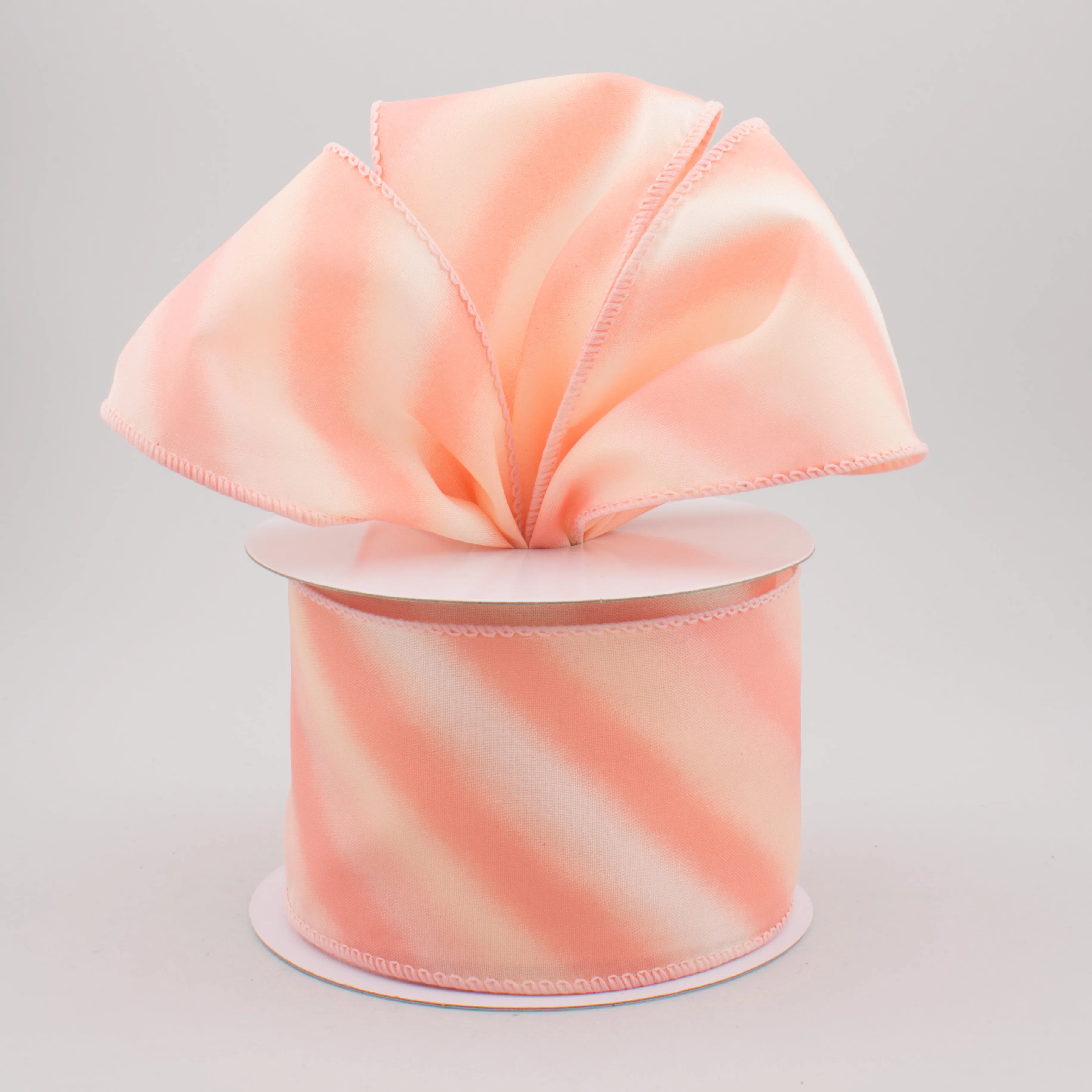 2.5" Diagonal Ombre Satin Ribbon: Blush Pink (10 Yards)