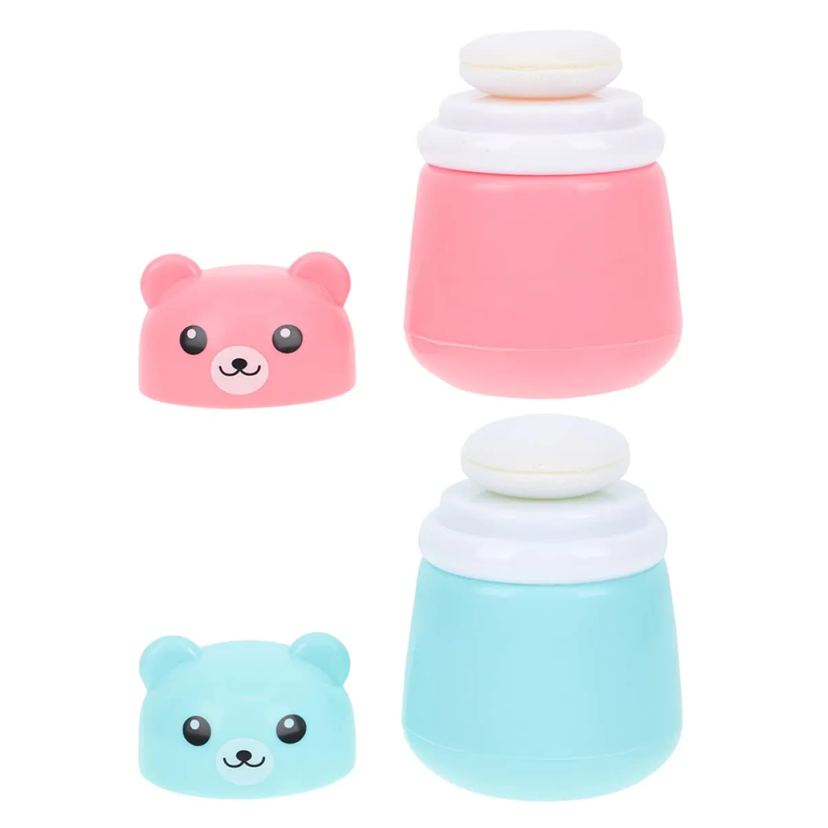 2pcs Adorable Cartoon Bear Shape Powder Puff Container -leakage Design for Travel Home Use for Powder Storage Easy to Carry Includes Puff for Gentle Application