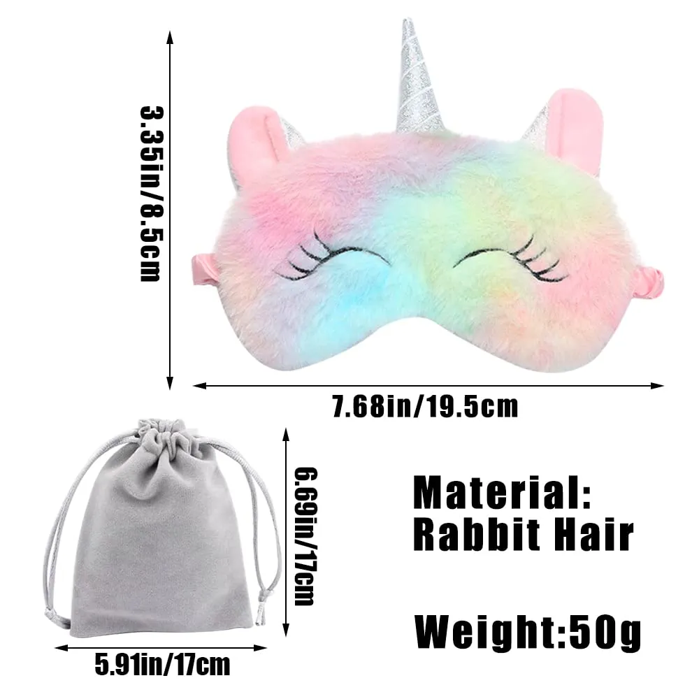 2Pcs Cute Sleep Mask, Unicorn Cartoon Eye Mask for Travel Nap Sleep Lunch Break Overnight Party, Soft Plush Blindfold Eye Covers for Women Girls Kids Style2