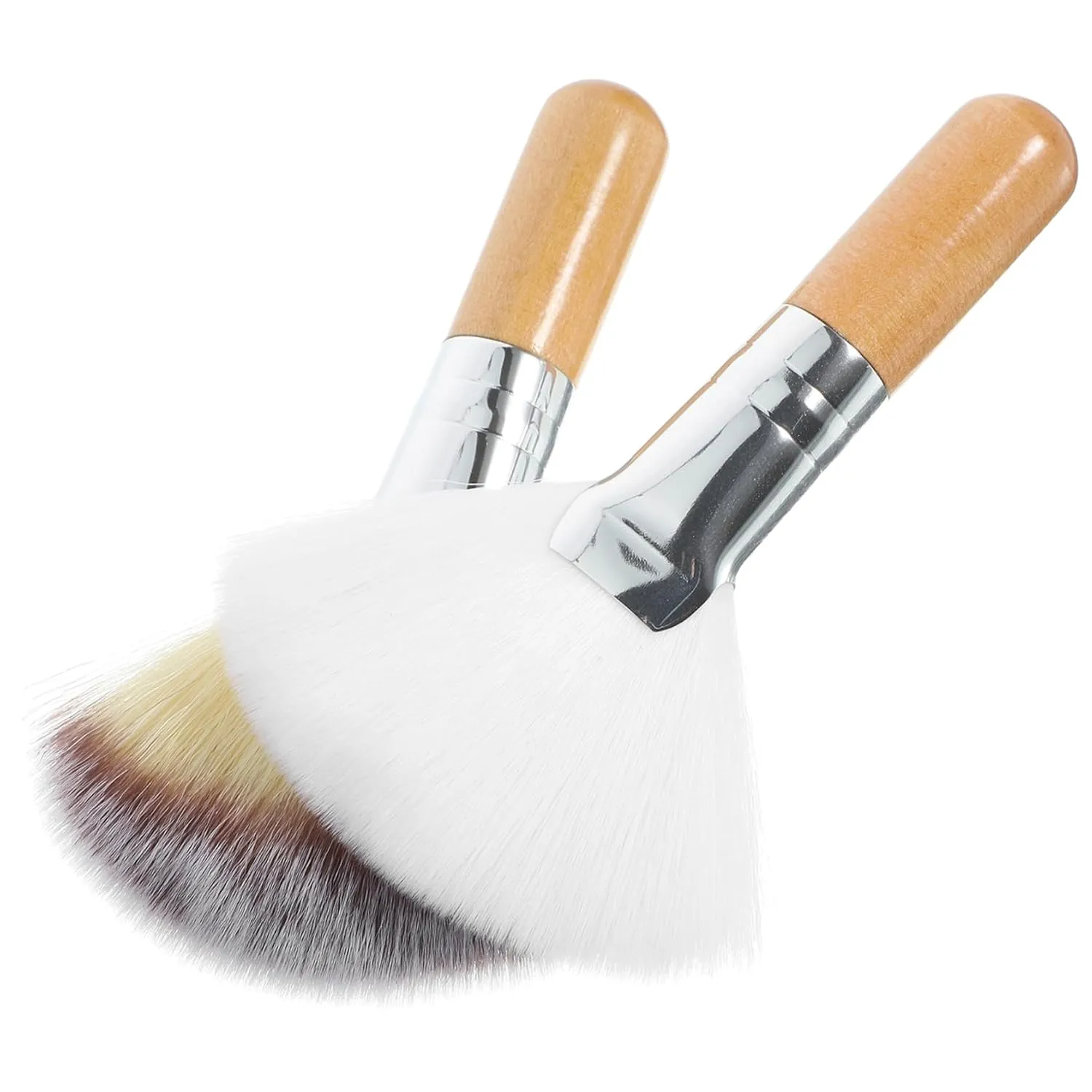 2Pcs Fan Makeup Brush Soft Bristle Highlighting Brush for Loose Powder Blush and Setting Powder Handle Design for Easy Application Makeup Tool for Women