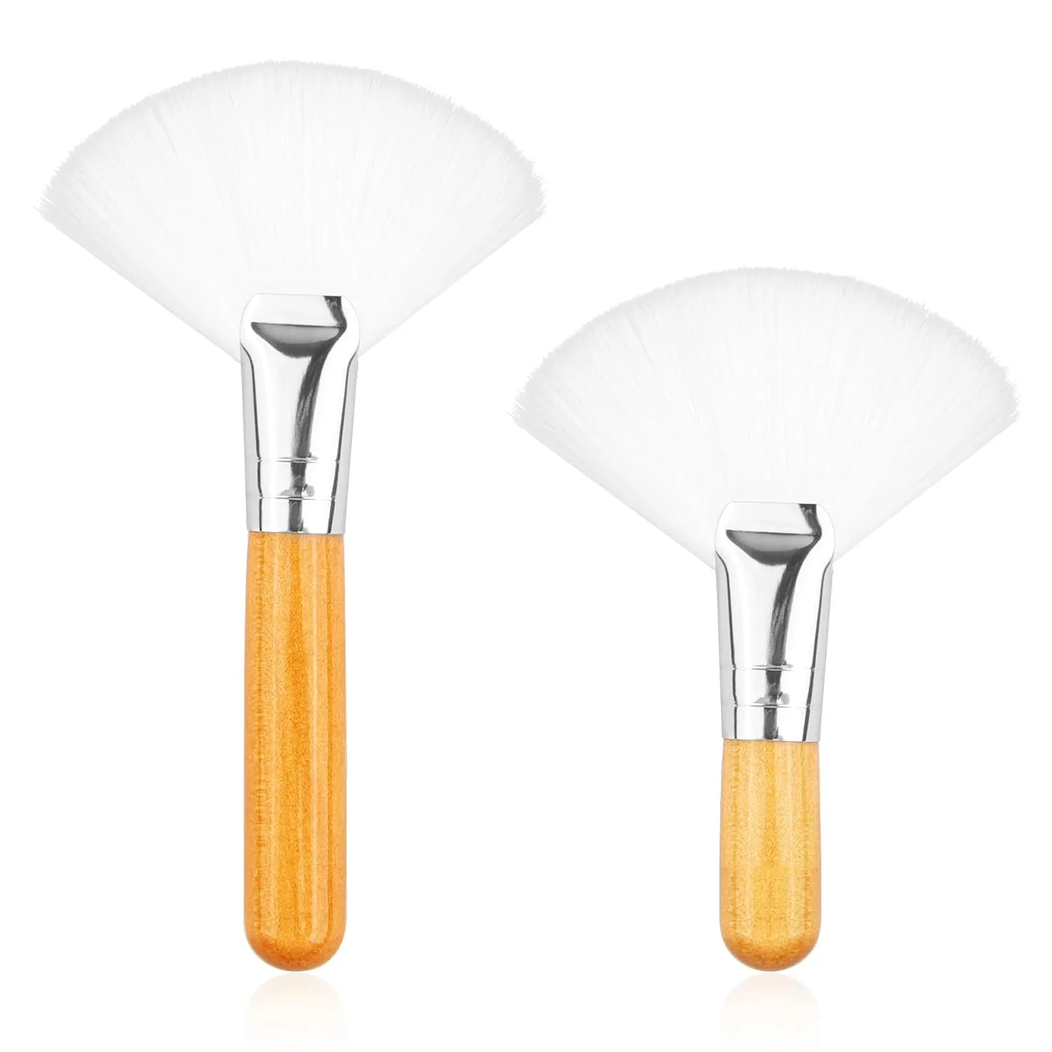 2PCS Fluffy Fan Brushes for Facials, Esthetician Fan Brush Makeup Esthetician Facial Applicator Brushes Face Makeup Tools, Soft Fan Blush Brush Bristle Face Highlighting for Powder Blush Body Brush