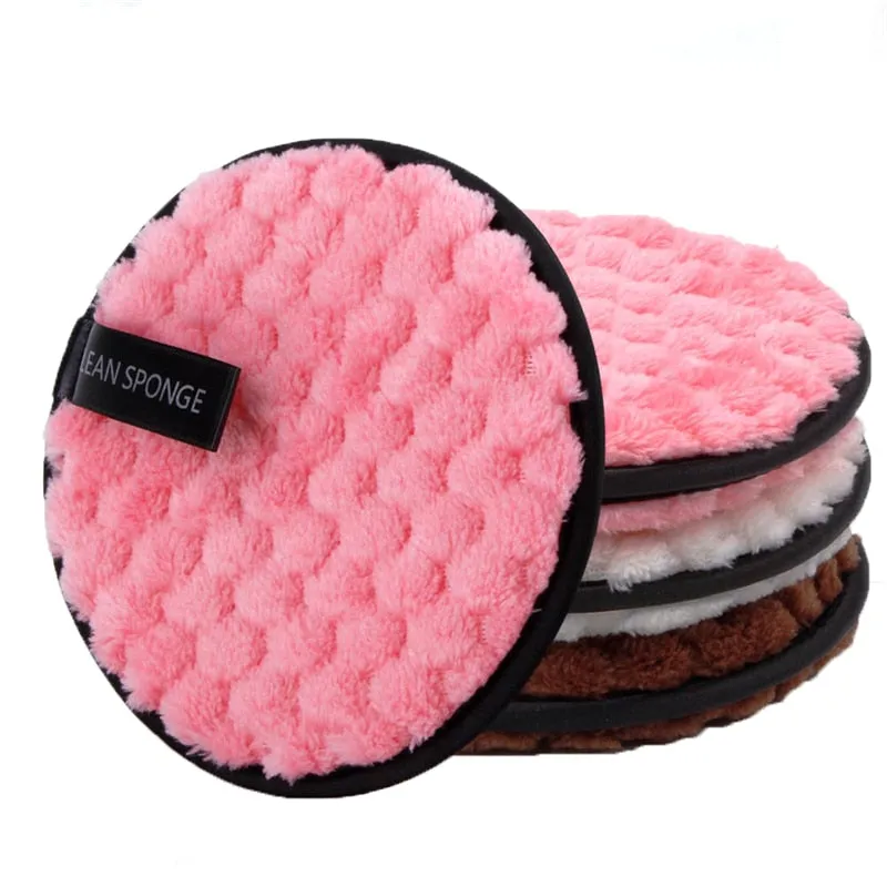 3 Pcs Fiber Makeup Remover Pad Reusable Face Clean Sponge Cloth Towel Cosmetic Puff