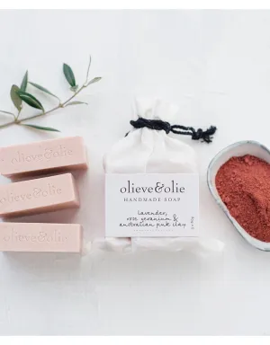 3 x Bar Soap Lavender, Rose, Geranium & Pink Clay