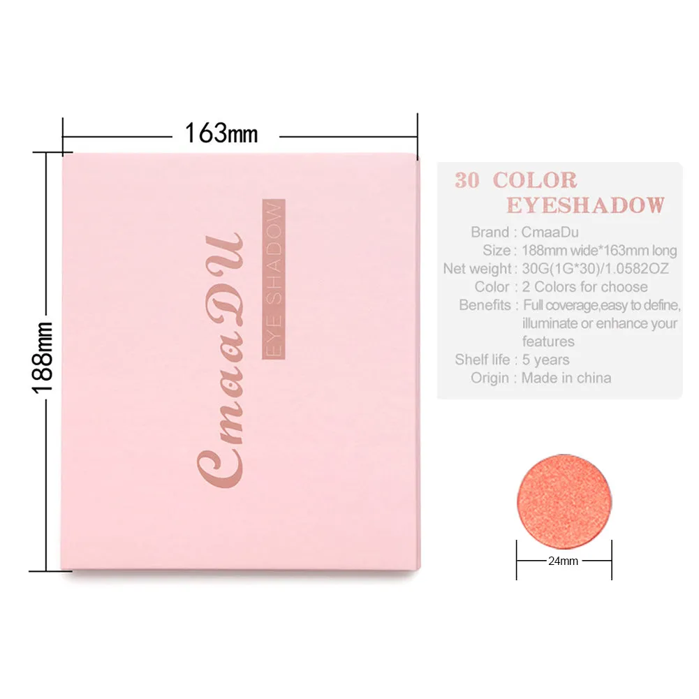 30 Colors Warm Eyeshadow Palette Matte Shimmer Makeup Palette Pearlescent Nude Earth Tone Waterproof Beauty Cosmetics High Pigment Eye Shadow (30 Colors 01)