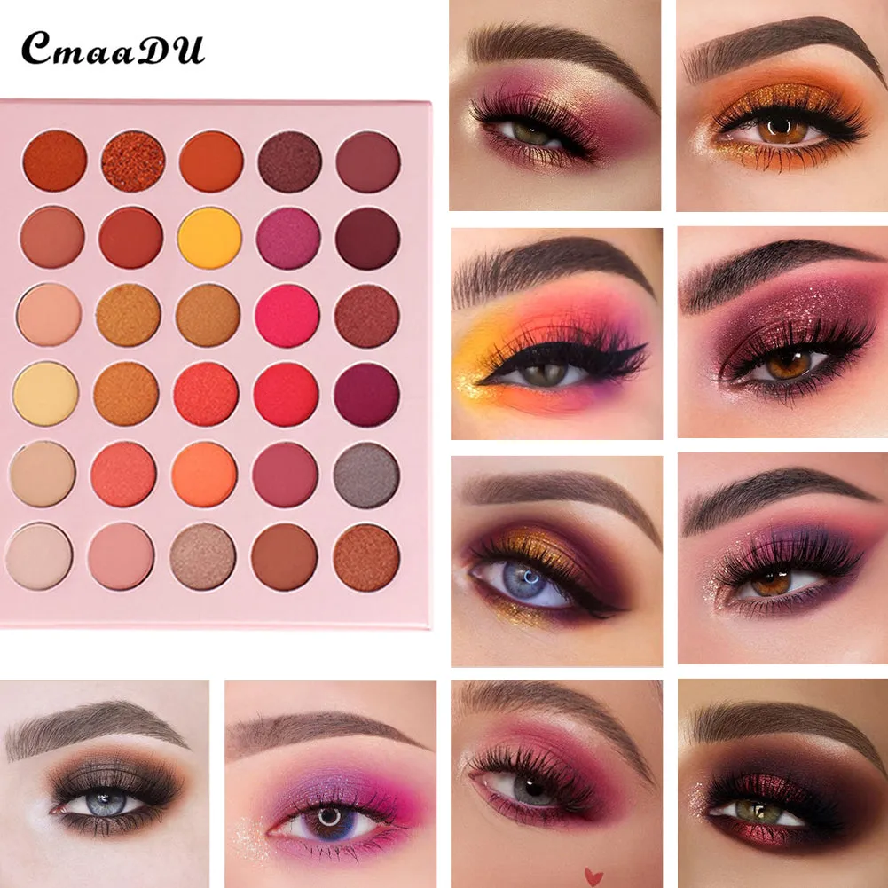 30 Colors Warm Eyeshadow Palette Matte Shimmer Makeup Palette Pearlescent Nude Earth Tone Waterproof Beauty Cosmetics High Pigment Eye Shadow (30 Colors 01)