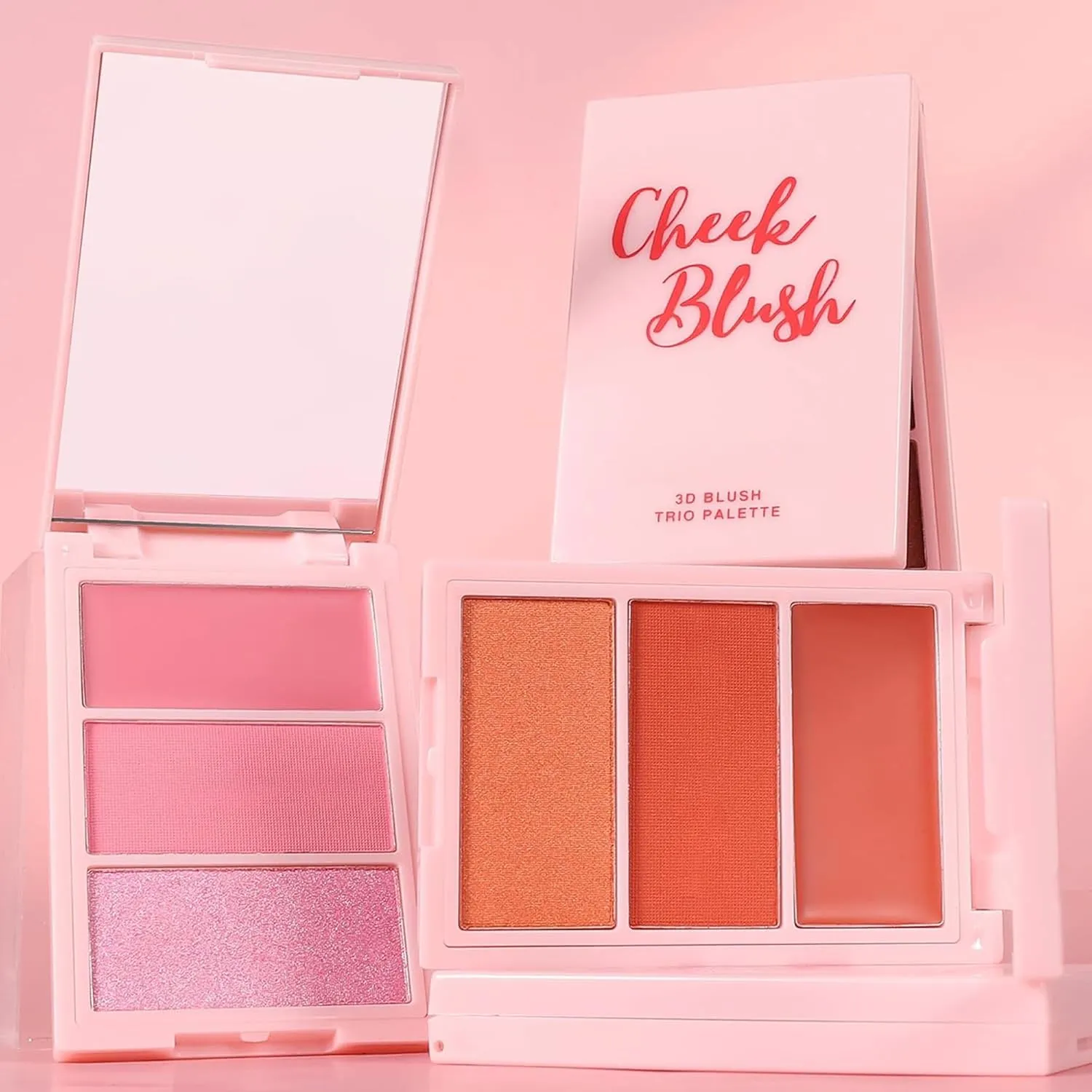 3D Blush Palette, Multi-Use Makeup Contour Pressed Powder Long-Lasting Pigment Cheekbones Contouring Blush Blendable Natural Shimmery Or Matte Finish, #03 Coffee