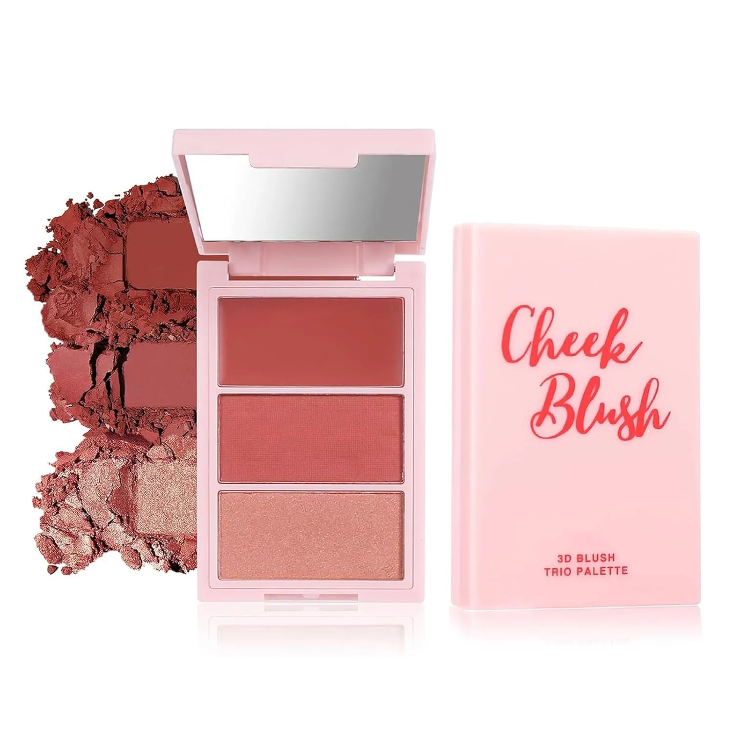3D Blush Palette, Multi-Use Makeup Contour Pressed Powder Long-Lasting Pigment Cheekbones Contouring Blush Blendable Natural Shimmery Or Matte Finish, #03 Coffee