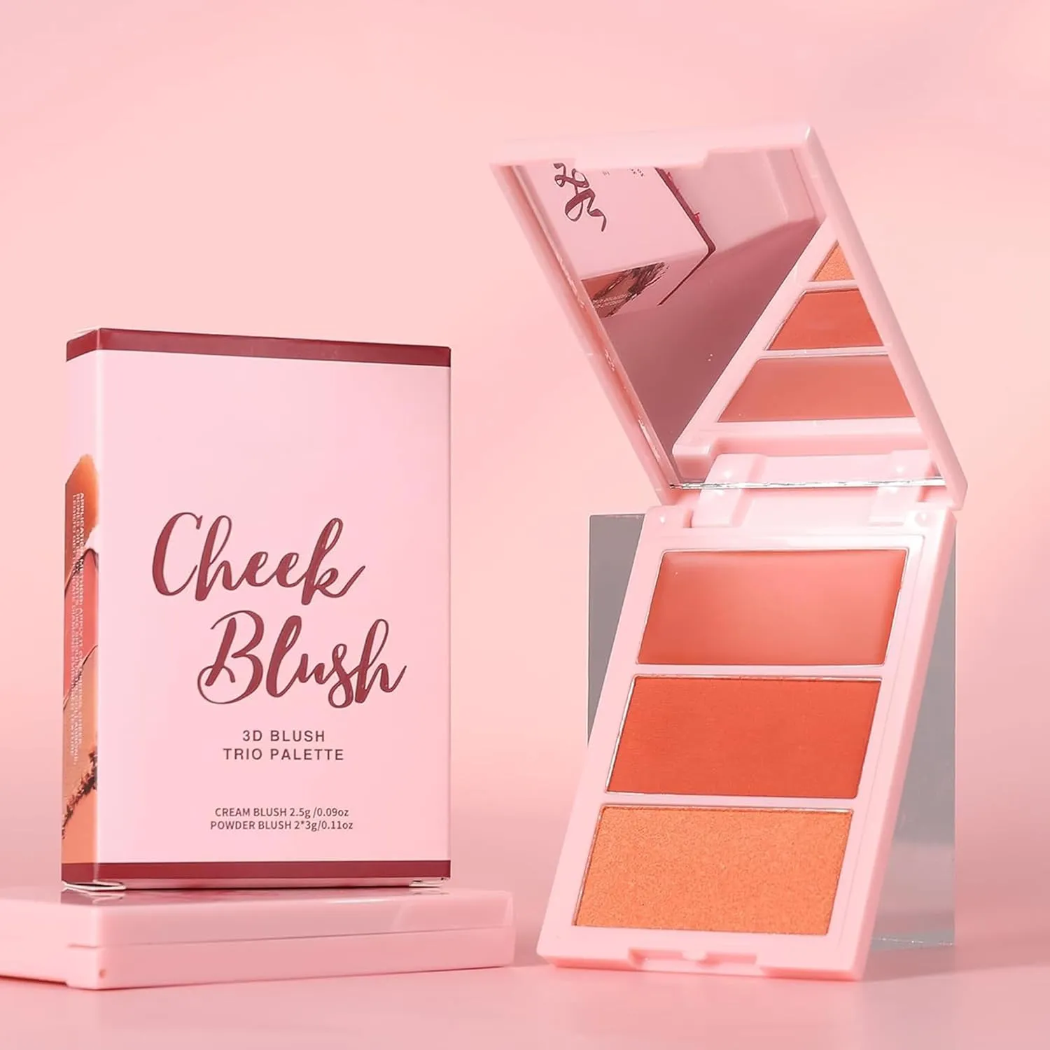 3D Blush Palette, Multi-Use Makeup Contour Pressed Powder Long-Lasting Pigment Cheekbones Contouring Blush Blendable Natural Shimmery Or Matte Finish, #03 Coffee