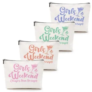 4 Pcs Girls Trip Gifts Girls Weekend 2024 Makeup Bag Girls Trip Gifts Favors Summer Gifts Cosmetic Bag Toiletry Bag Zipper Pouch Weekender Bags for Women Girl Friendship Bachelorette Party Birthday
