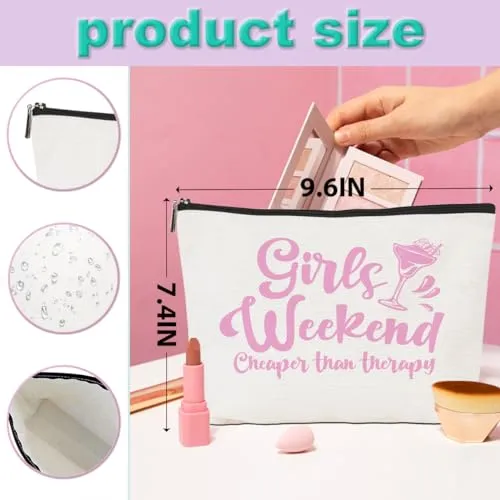 4 Pcs Girls Trip Gifts Girls Weekend 2024 Makeup Bag Girls Trip Gifts Favors Summer Gifts Cosmetic Bag Toiletry Bag Zipper Pouch Weekender Bags for Women Girl Friendship Bachelorette Party Birthday