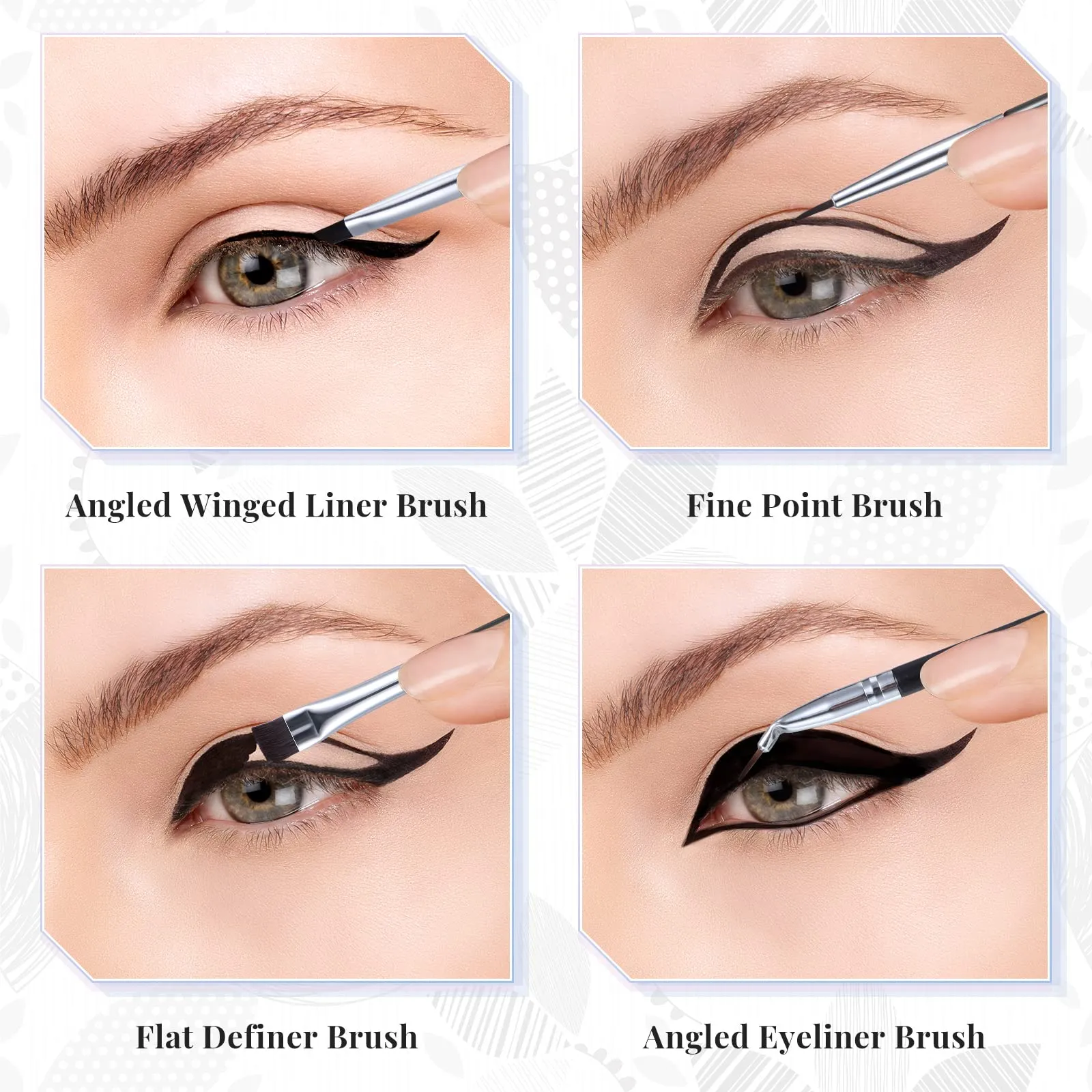 4 Pieces Eyeliner Brush Kit Fine Flat Eyebrow Brush Thin Bristle Angled Eyeliner Brush Tight Liner Brush Bent Eyeliner Makeup Brush for Applying Gel Cream Liquid Eye Liner