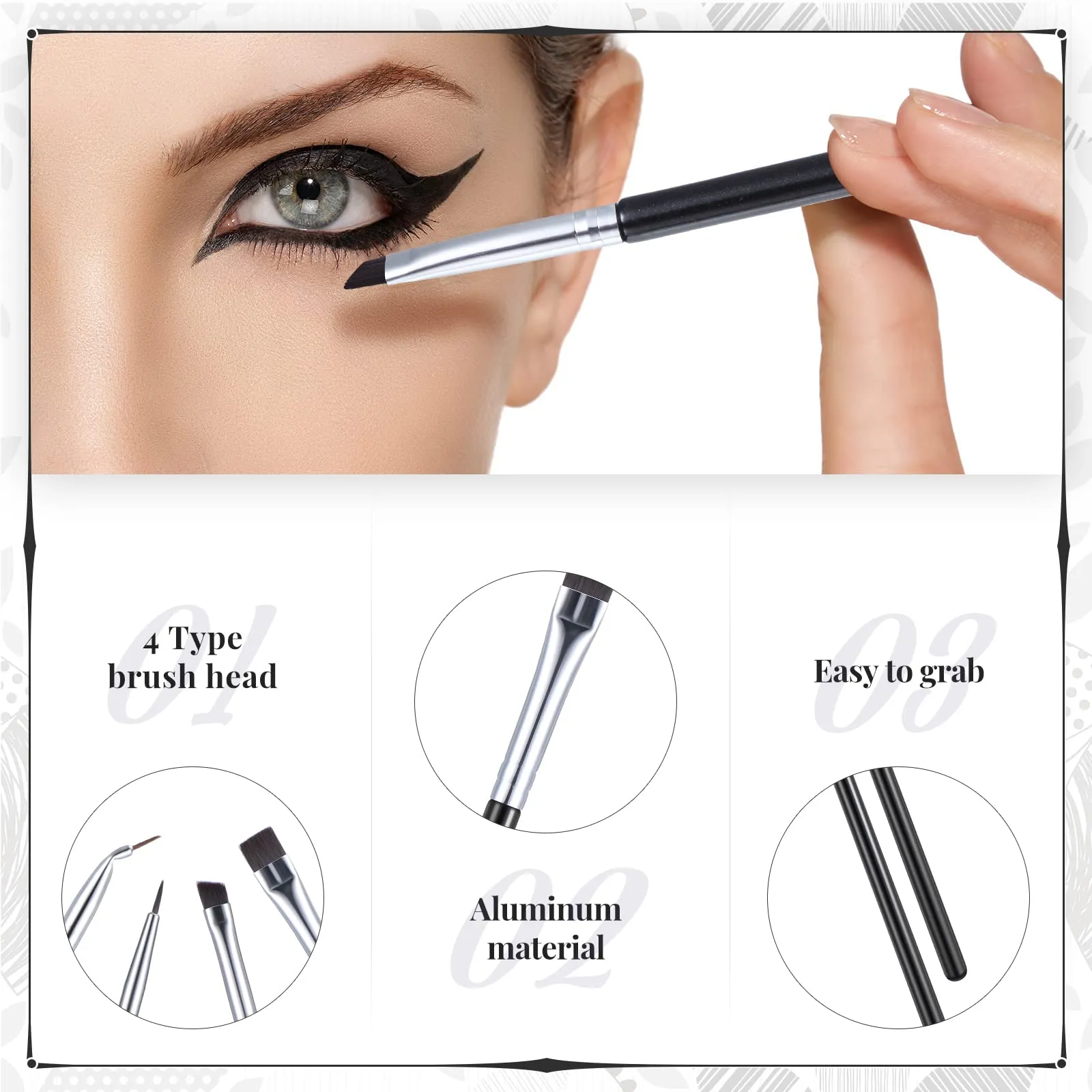 4 Pieces Eyeliner Brush Kit Fine Flat Eyebrow Brush Thin Bristle Angled Eyeliner Brush Tight Liner Brush Bent Eyeliner Makeup Brush for Applying Gel Cream Liquid Eye Liner