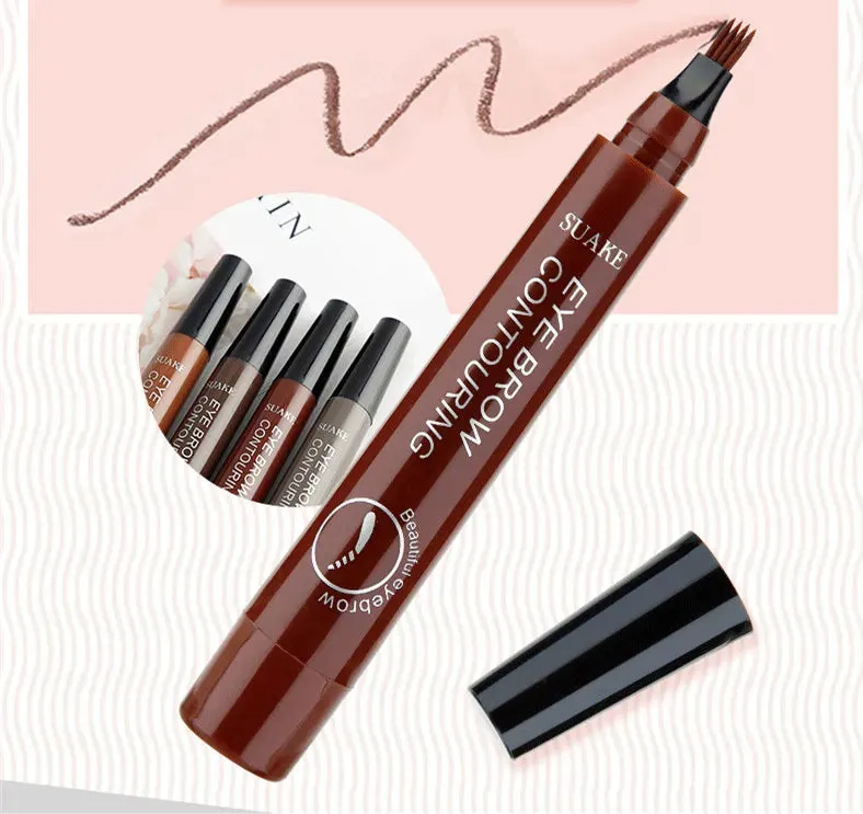 4-Point Eyebrow Pencil Waterproof Liquid Eyebrow Pen Long Lasting Cosmetic Microblade Brow Pencil Mascara Makeup