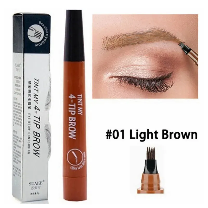 4-Point Eyebrow Pencil Waterproof Liquid Eyebrow Pen Long Lasting Cosmetic Microblade Brow Pencil Mascara Makeup