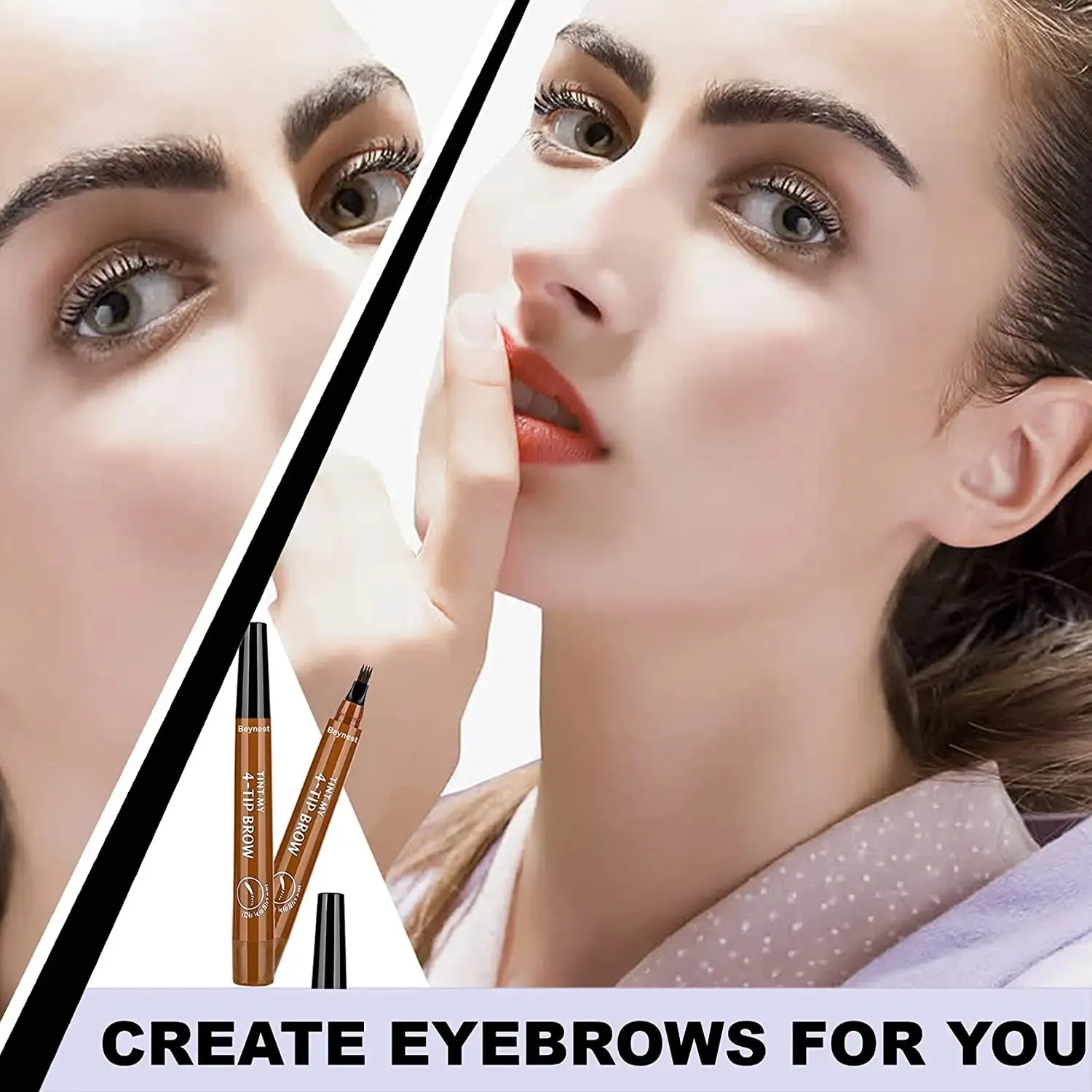 4-Point Eyebrow Pencil Waterproof Liquid Eyebrow Pen Long Lasting Cosmetic Microblade Brow Pencil Mascara Makeup