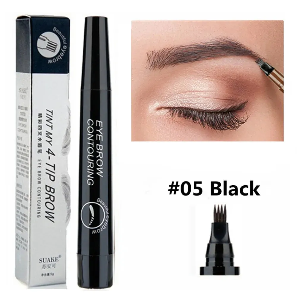 4-Point Eyebrow Pencil Waterproof Liquid Eyebrow Pen Long Lasting Cosmetic Microblade Brow Pencil Mascara Makeup