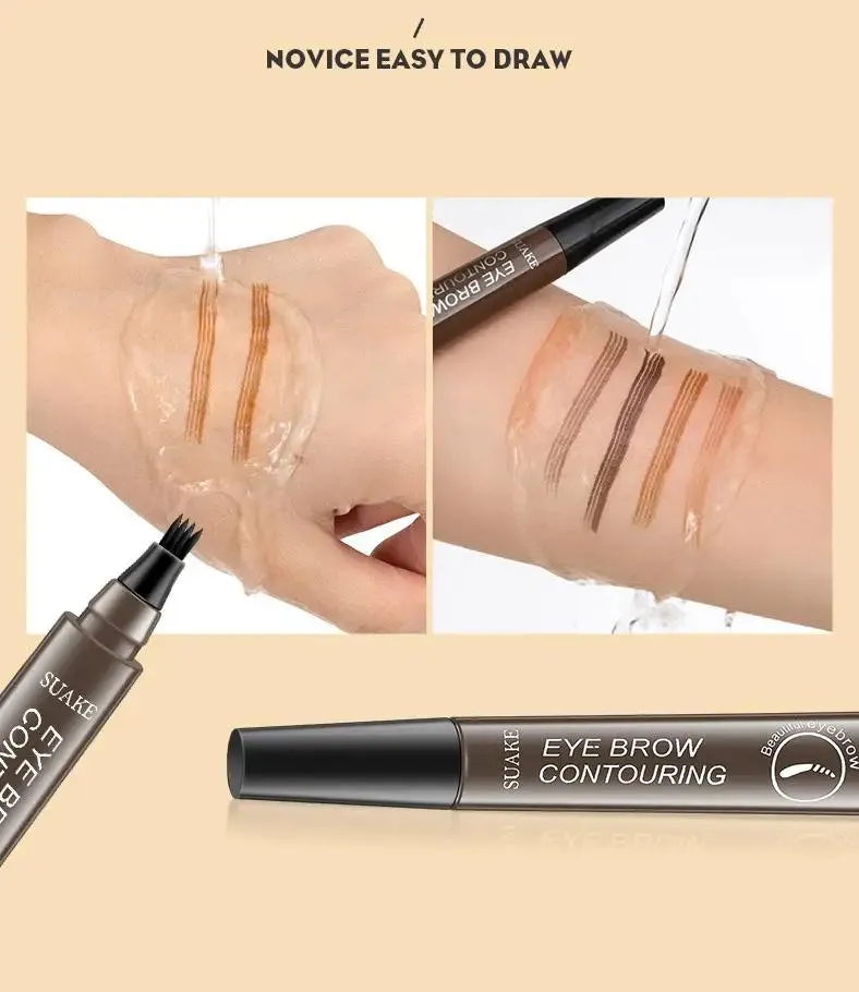 4-Point Eyebrow Pencil Waterproof Liquid Eyebrow Pen Long Lasting Cosmetic Microblade Brow Pencil Mascara Makeup