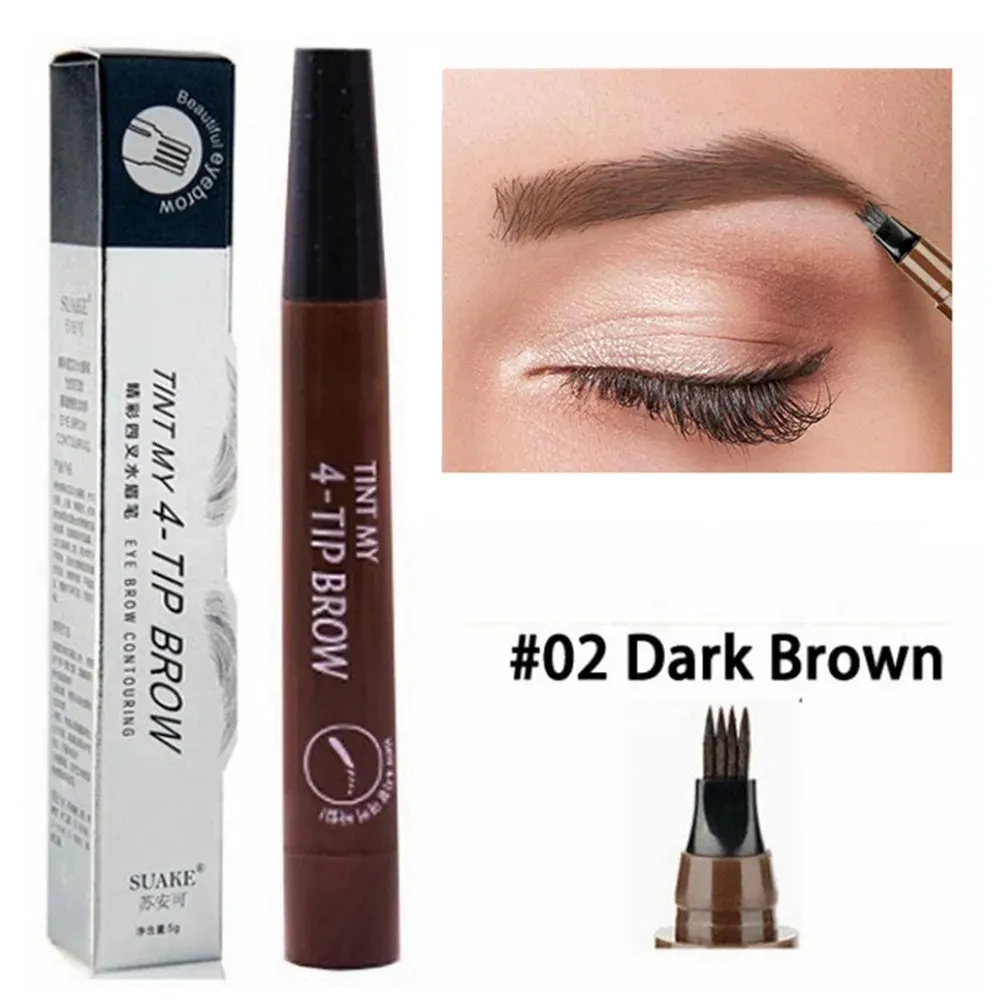 4-Point Eyebrow Pencil Waterproof Liquid Eyebrow Pen Long Lasting Cosmetic Microblade Brow Pencil Mascara Makeup