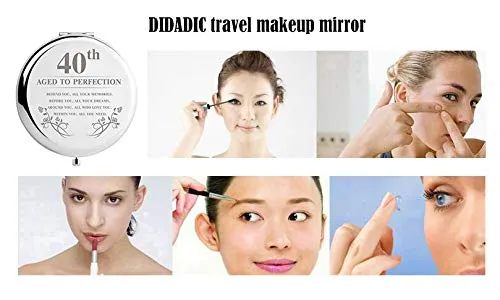 40th Birthday Gifts for Women Makeup Mirror, 40 Years Old Gifts for Women Turning 40, Happy Birthday for Her Wife Daughter Sister Female Friends (40th Aged to Perfection) 40th Aged to Perfection