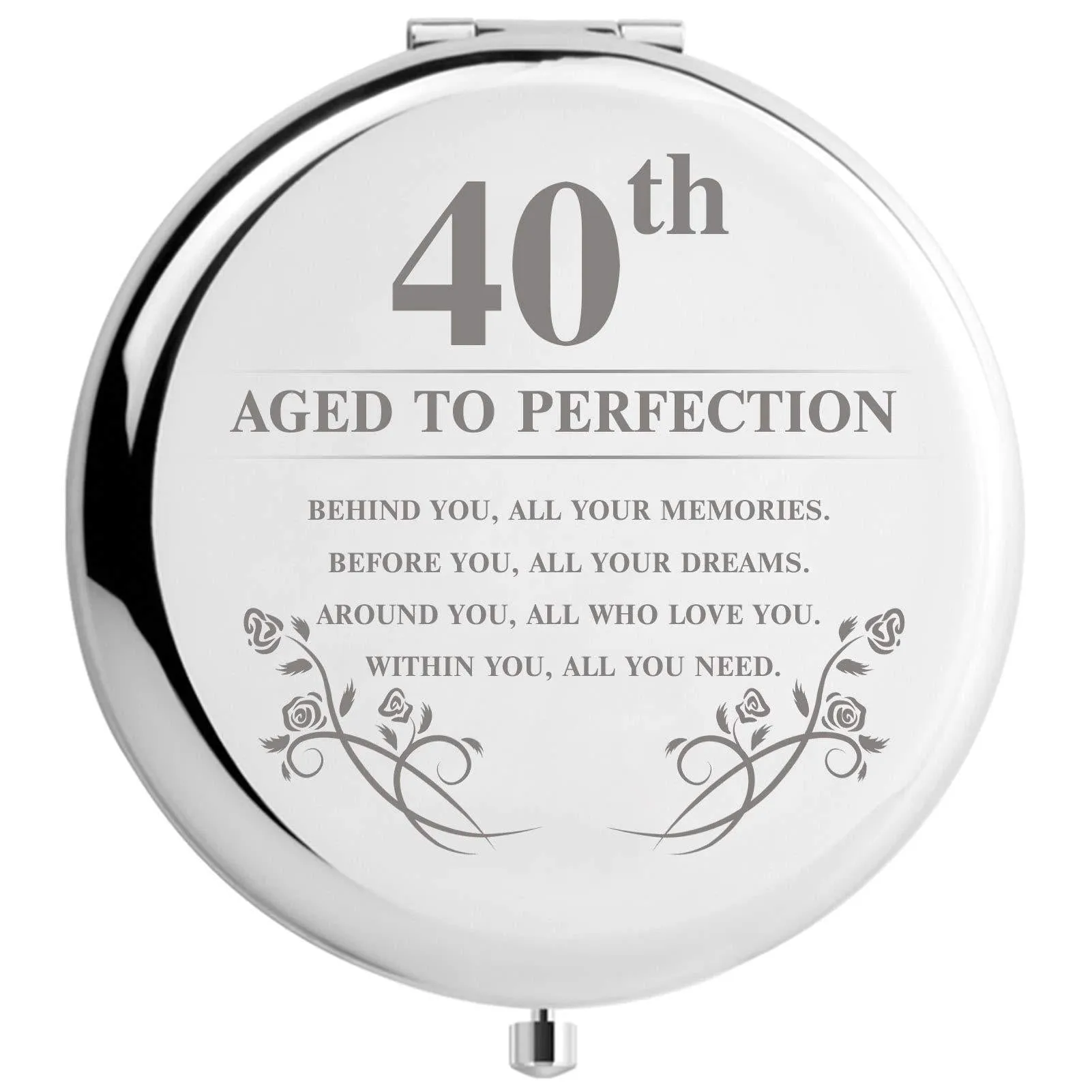 40th Birthday Gifts for Women Makeup Mirror, 40 Years Old Gifts for Women Turning 40, Happy Birthday for Her Wife Daughter Sister Female Friends (40th Aged to Perfection) 40th Aged to Perfection