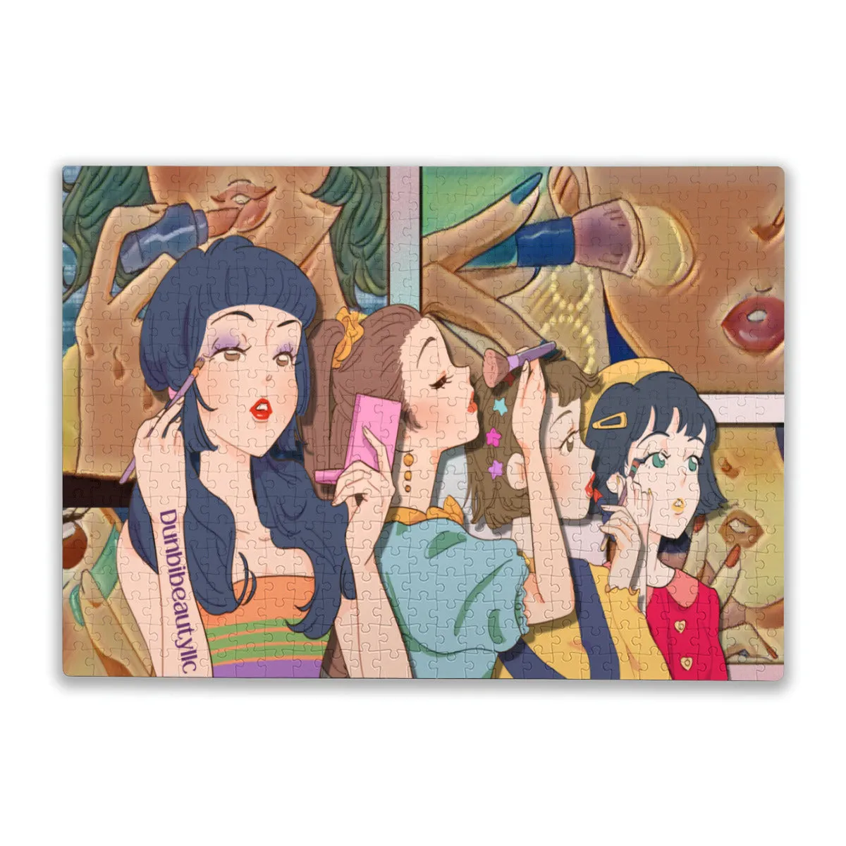 500pcs Puzzle (Plastic Box Horizontal)｜Paper - Retro, Makeup, Korean Girls, Hair, Fashion, Lipstick, Mascara, Girl Gang (Designed by Dunbi)