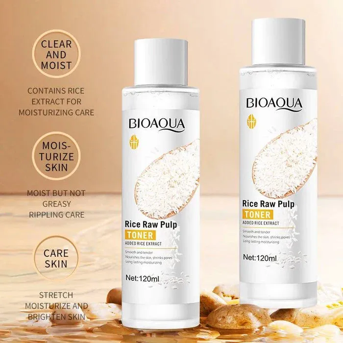 6pcs BIOAQUA Rice Raw Pulp Skin Care Sets Moisturizing Whitening Anti-aging Face Cream Serum Facial Cleanser Eye Cream Skin Care Set