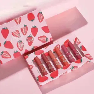 6pcs Box Strawberry Set Lip Gloss Non-stick Cup