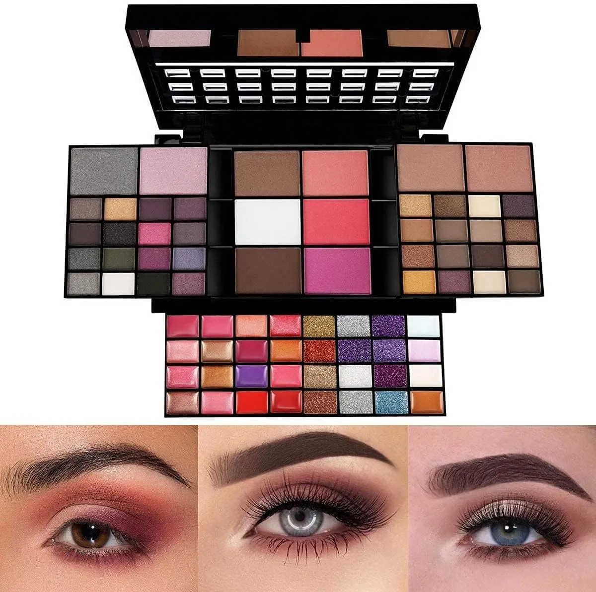 74 Colors Makeup Kit for Women: Full Kit All in One Makeup Kit including 36 Eyeshadow Makeup,16 Lip Gloss,12 Glitter Cream, 4 Concealer, 3 Blusher,1 Bronzer, 2 Highlight and Contour