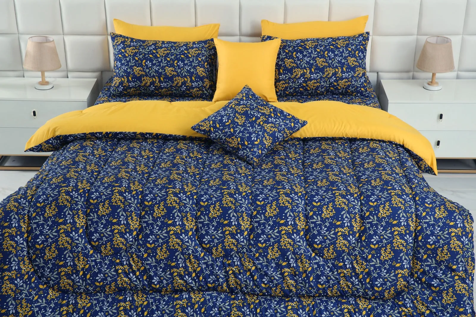 8 PCs Winter Comforter Set-Daffodil