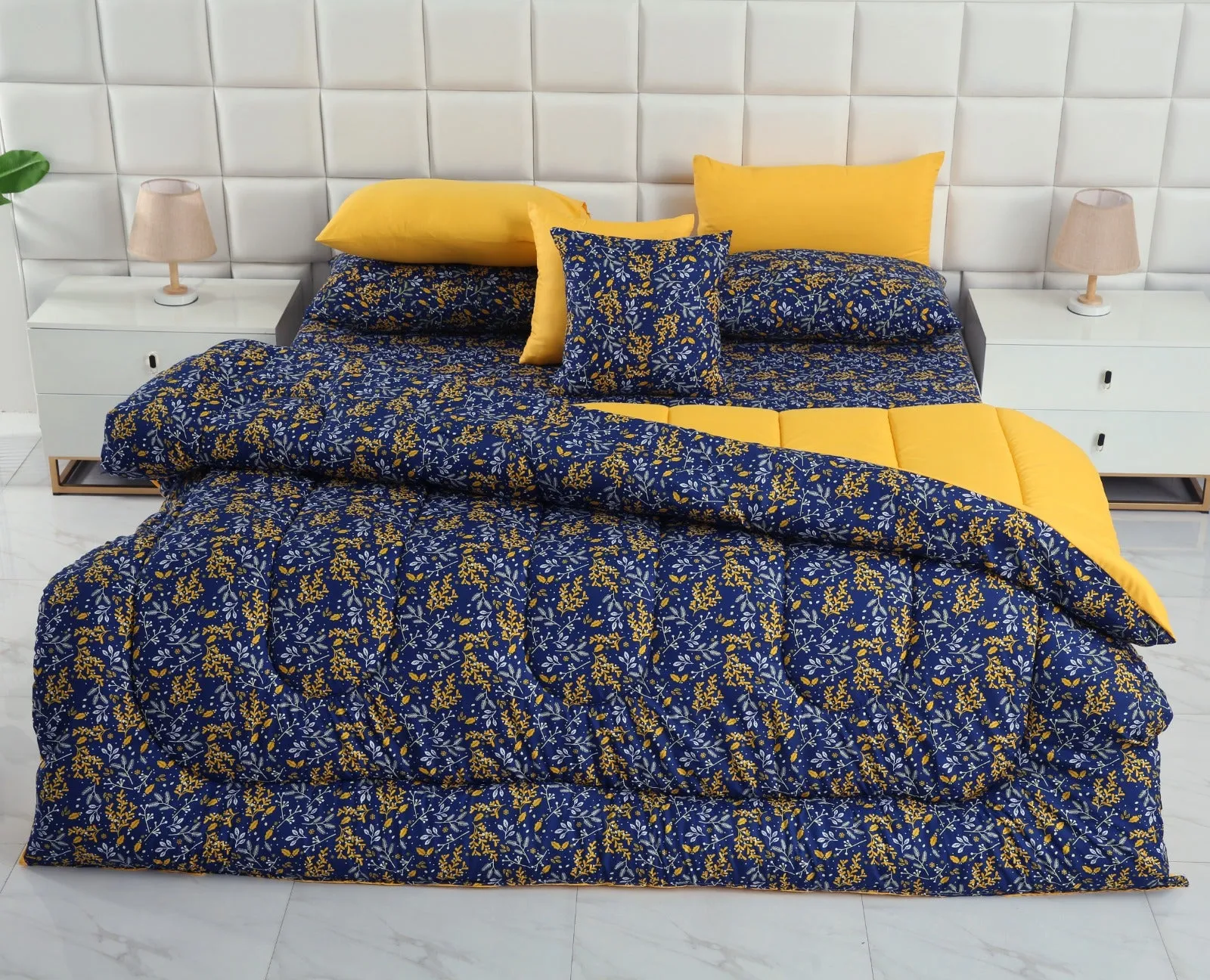 8 PCs Winter Comforter Set-Daffodil