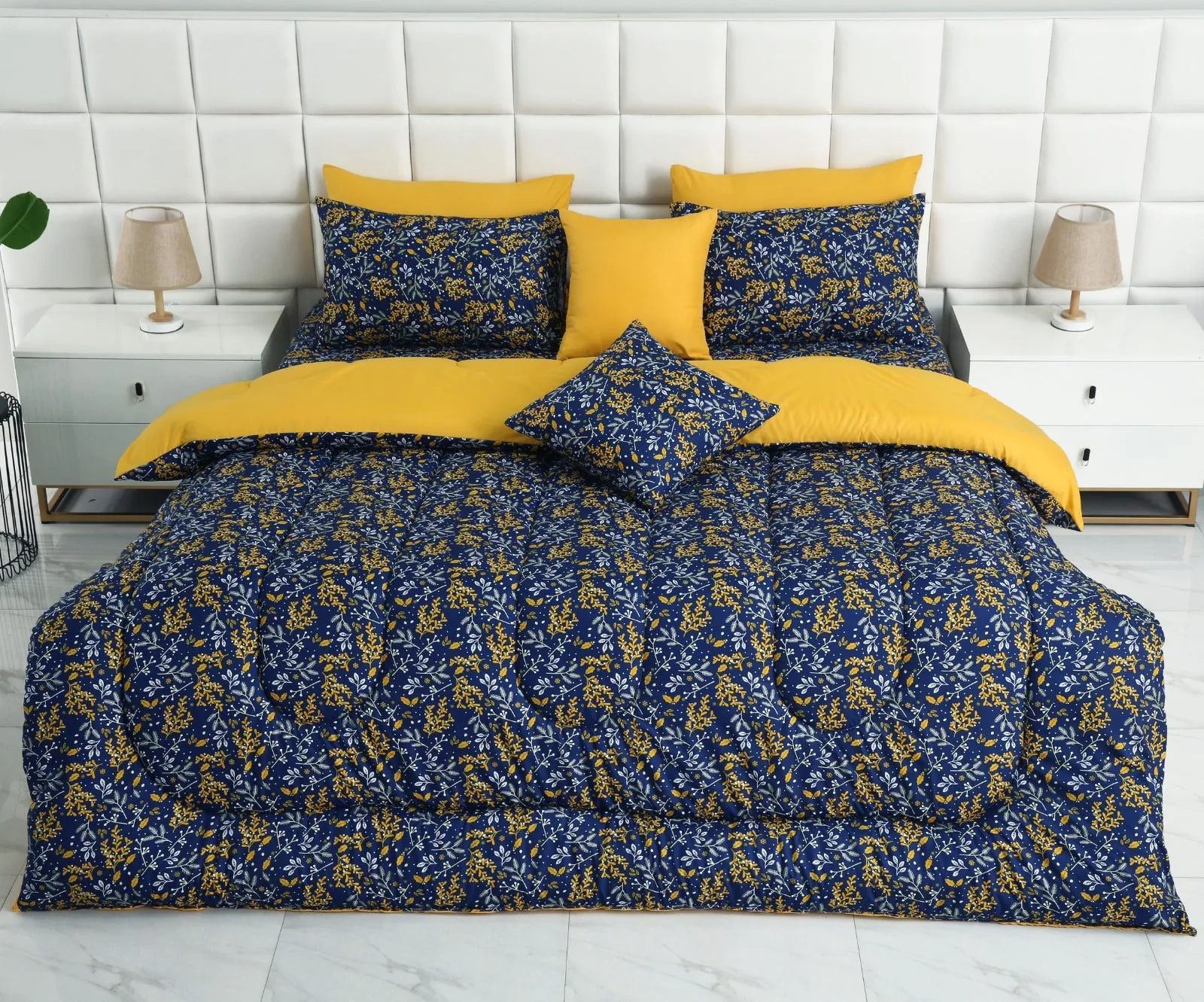 8 PCs Winter Comforter Set-Daffodil
