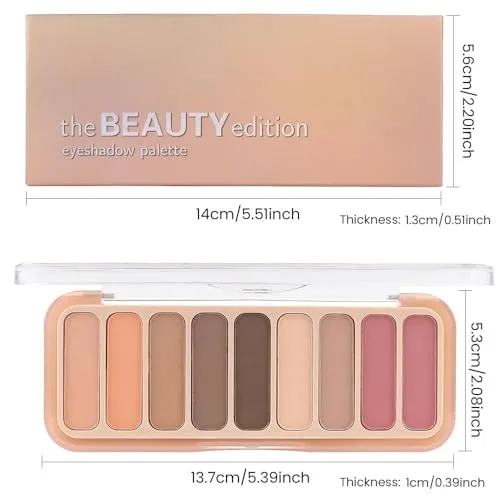 9 Colors Nude Brown Dark Pink Matte Eyeshadow Makeup Palette Neutral Nude Eye Shadow Naturing-Looking Long Lasting Waterproof