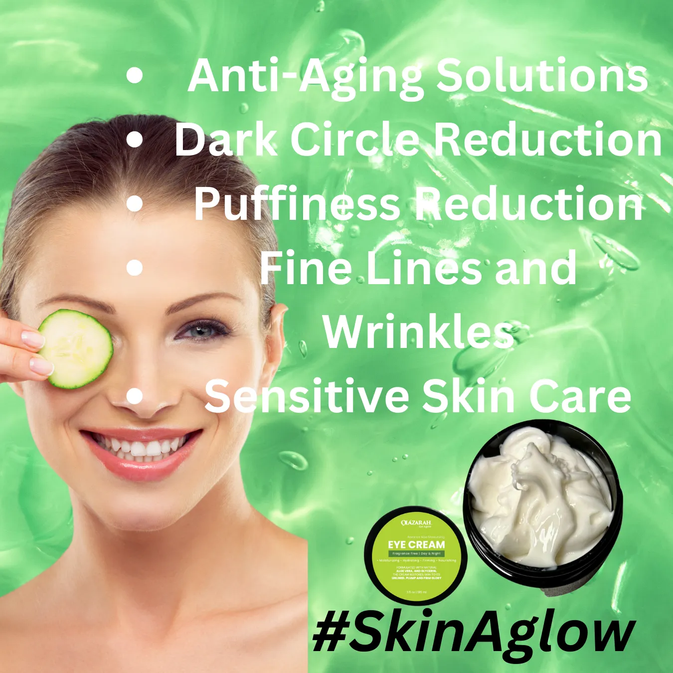 Advanced Anti-Aging Aloe Eye Cream – Daily Hydrating Under Eye Moisturizer for Wrinkles, Puffiness, & Dark Circles – Day & Night Formula