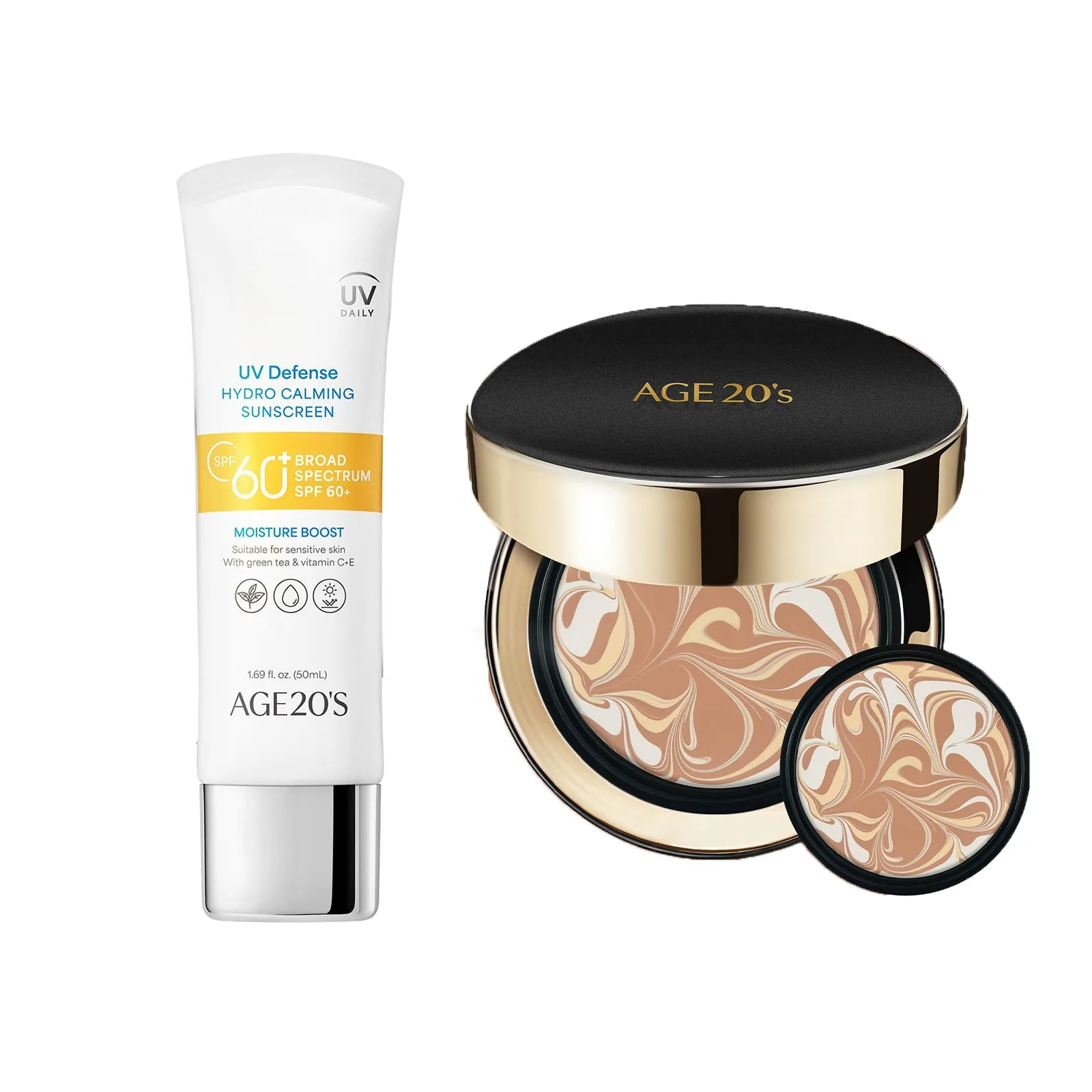AGE 20's  UV Defense Hydro Calming Sunscreen SPF 60  50ml   Signature Intense Sunscreen SPF 50  Foundation