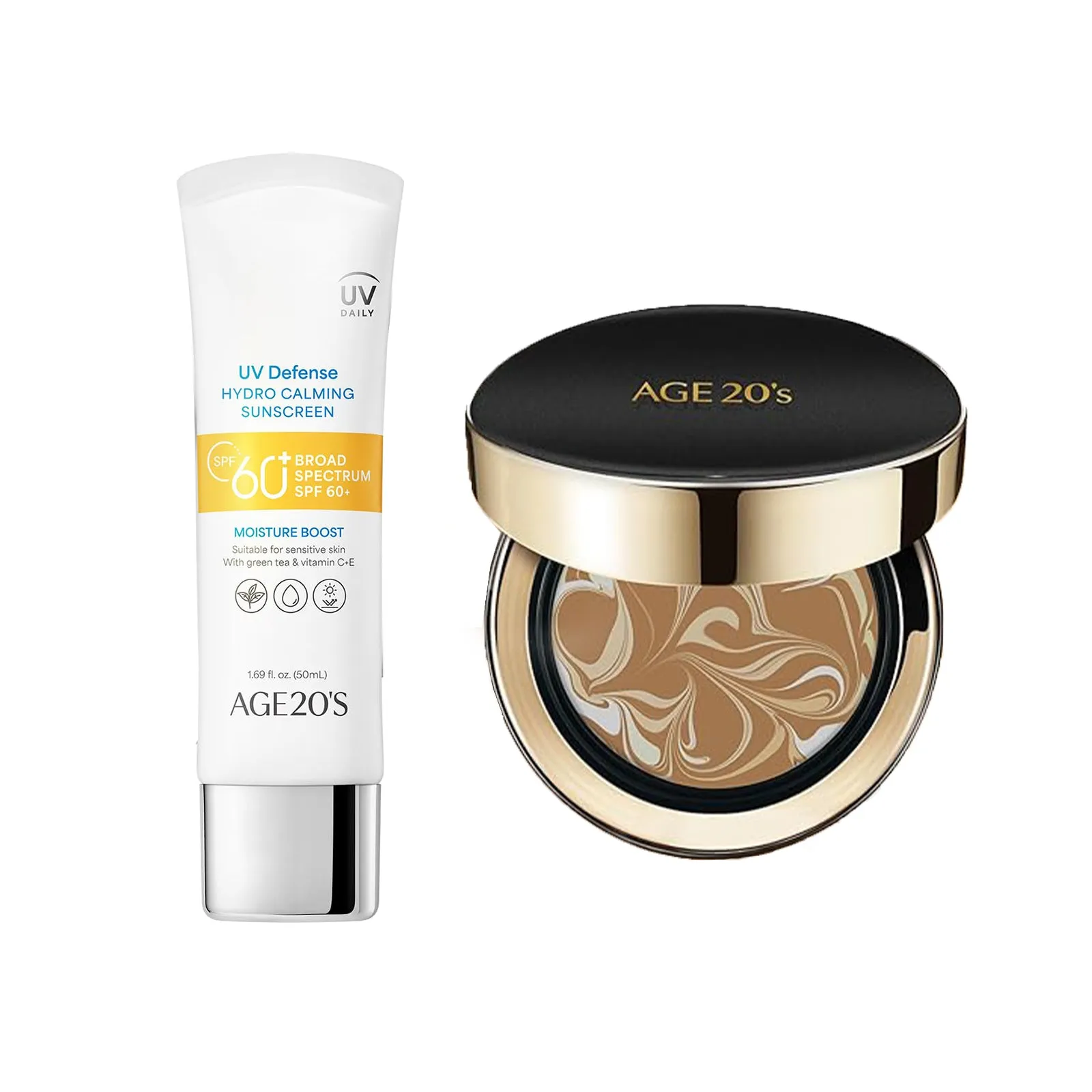 AGE 20's  UV Defense Hydro Calming Sunscreen SPF 60  50ml   Signature Intense Sunscreen SPF 50  Foundation