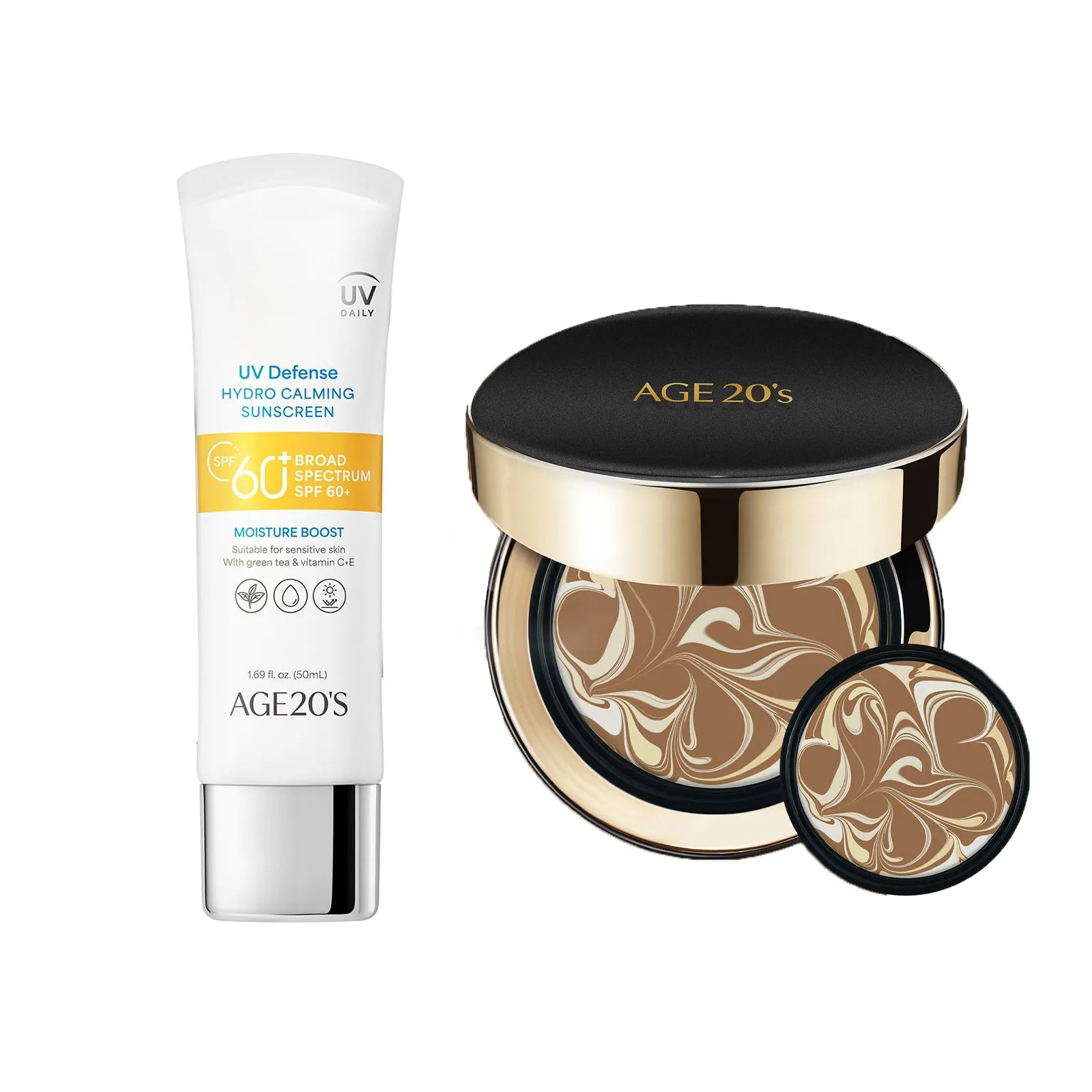 AGE 20's  UV Defense Hydro Calming Sunscreen SPF 60  50ml   Signature Intense Sunscreen SPF 50  Foundation