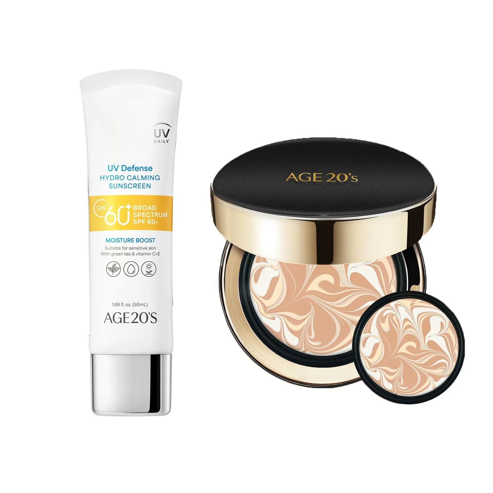AGE 20's  UV Defense Hydro Calming Sunscreen SPF 60  50ml   Signature Intense Sunscreen SPF 50  Foundation