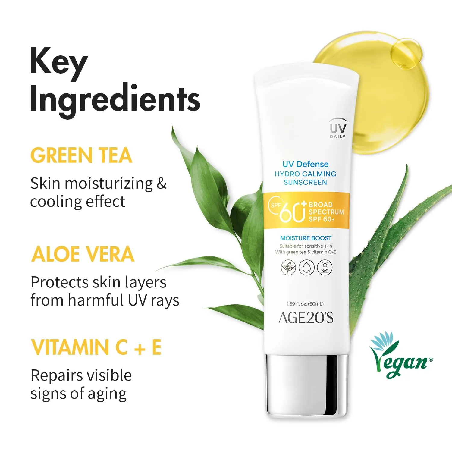 AGE 20's  UV Defense Hydro Calming Sunscreen SPF 60  50ml   Signature Intense Sunscreen SPF 50  Foundation