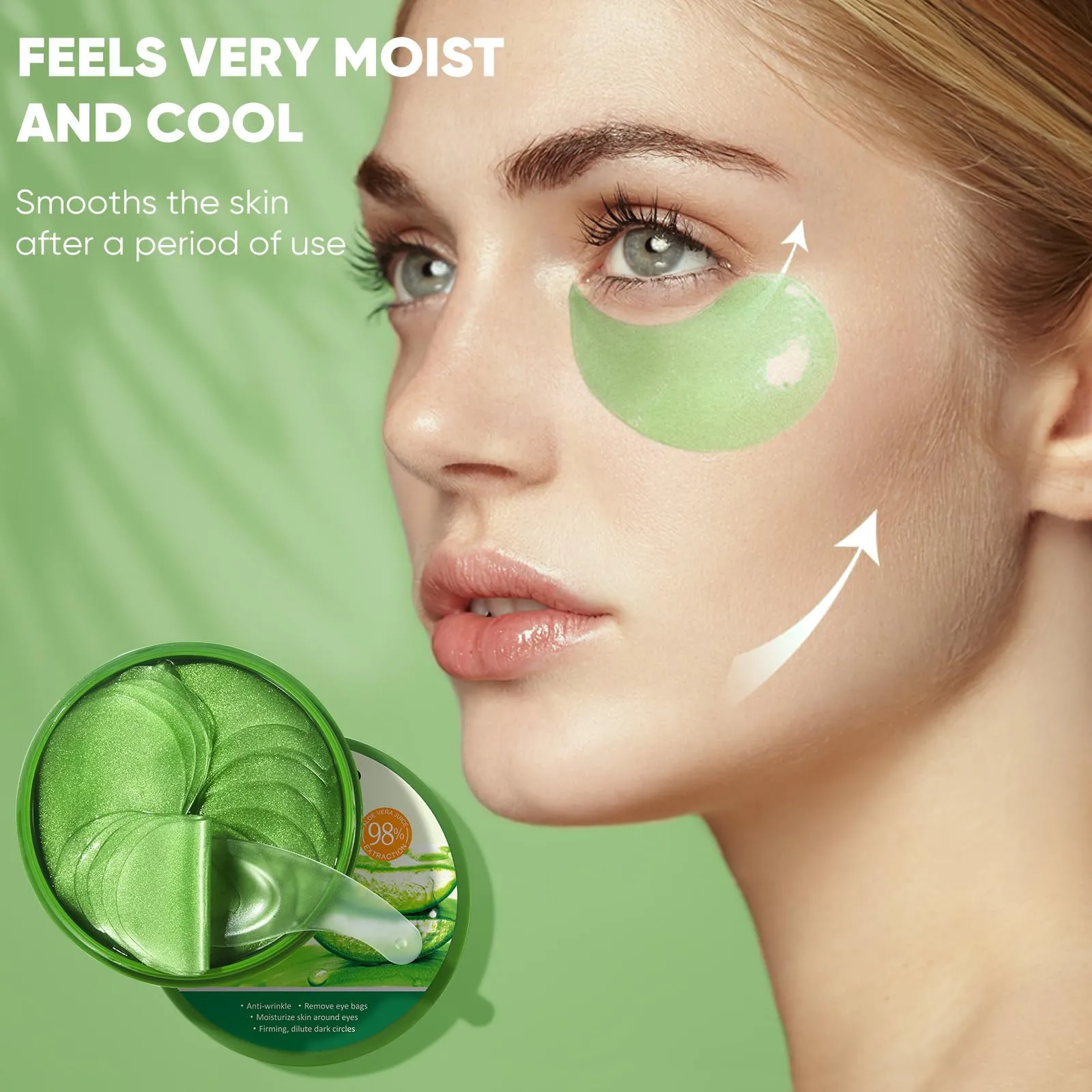 Aloe Vera Eye Mask- 60 PCS Aloe Vera Under Eye Patches-Under Eye Patches for Dark Circles,Eye Puffiness & Dark Circles Treatment,Reduces Wrinkles & Fine Lines,Improves & Firms Eye Skin