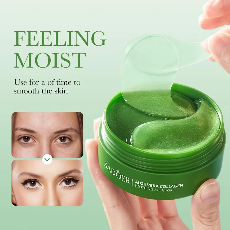 Aloe Vera Eye Mask- 60 PCS Aloe Vera Under Eye Patches-Under Eye Patches for Dark Circles,Eye Puffiness & Dark Circles Treatment,Reduces Wrinkles & Fine Lines,Improves & Firms Eye Skin