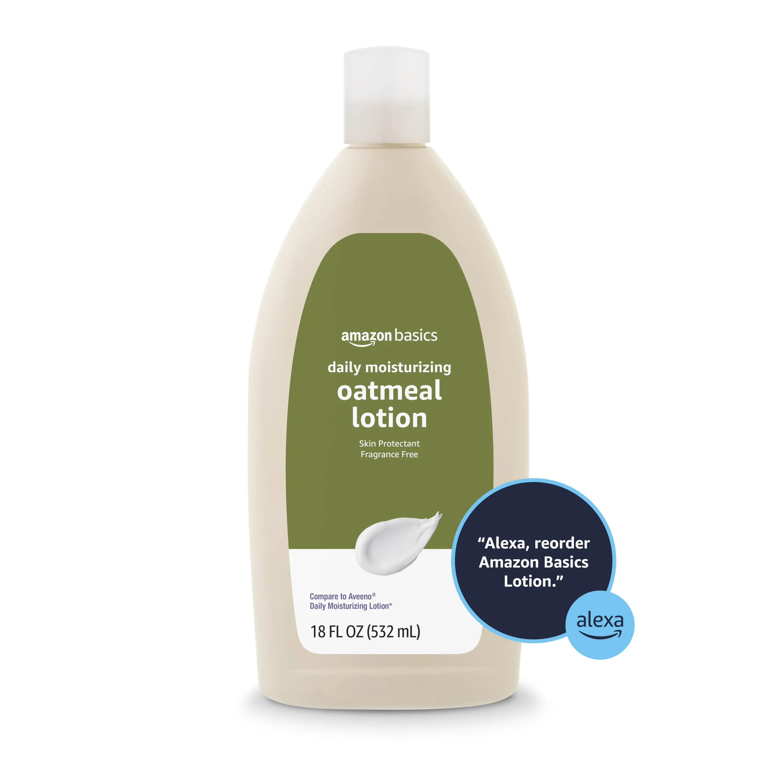 Amazon Basics Daily Moisturizing Oatmeal Body Lotion and Skin Protectant, Fragrance Free, 18 Fl Oz (Pack of 6) (Previously Solimo)