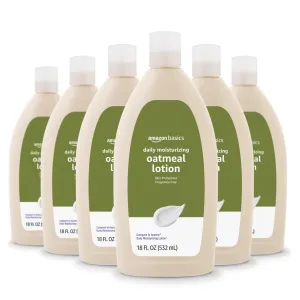 Amazon Basics Daily Moisturizing Oatmeal Body Lotion and Skin Protectant, Fragrance Free, 18 Fl Oz (Pack of 6) (Previously Solimo)